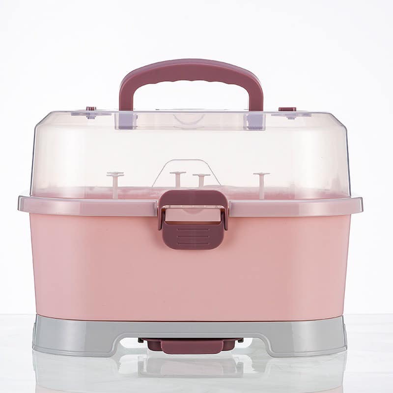 Portable Milk Baby Bottle Storage Box Container Drainer Tableware Rack