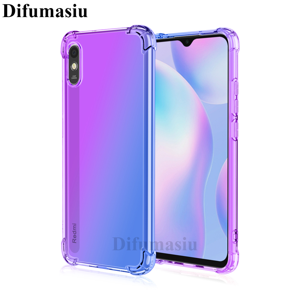 For Xiaomi Redmi 9a Shockproof Soft Case Covers Gradient Color Silicone Soft Tpu Casing Colorful 5710