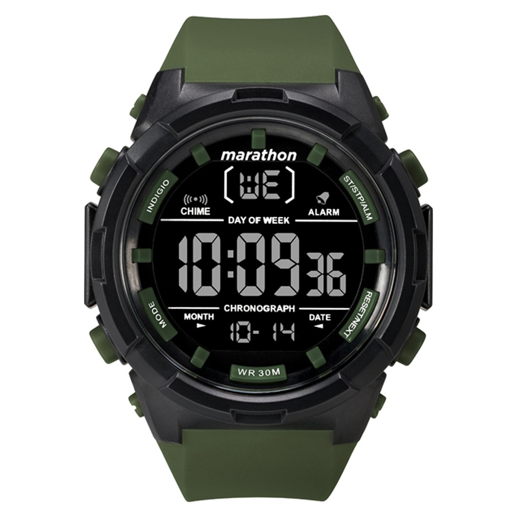 Timex Marathon Olive Green Rubber Digital Watch For Men TW5M22200