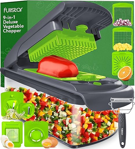 Fullstar Vegetable Chopper - Spiralizer Vegetable Slicer - Onion Chopper  with Container - Pro Food Chopper - Slicer Dicer Cutter - (4 in 1, White) -  Yahoo Shopping