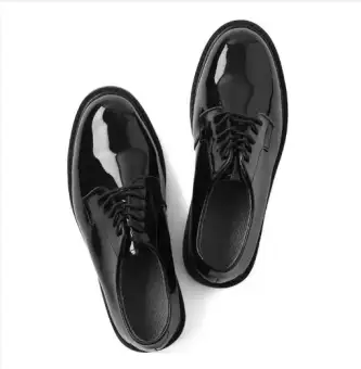 shiny black slip on shoes