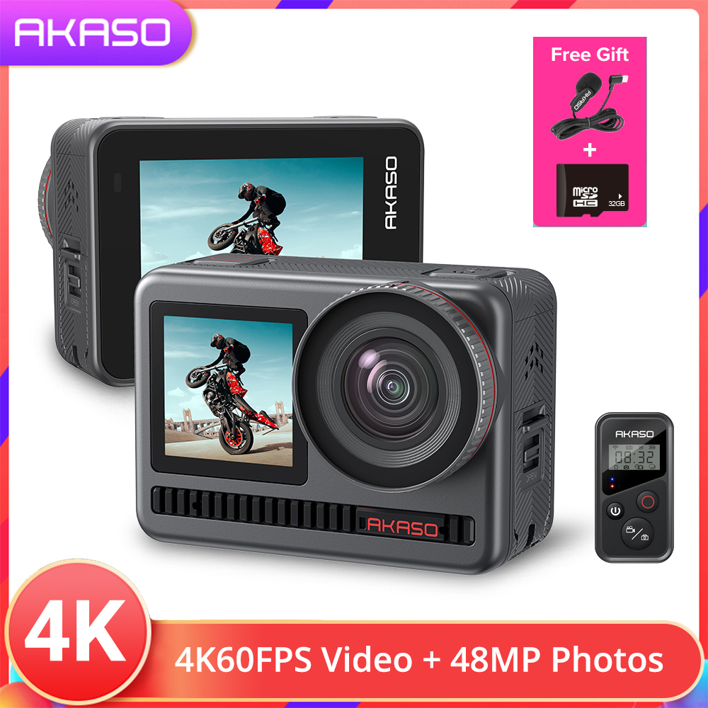 AKASO Brave 8 1/2 CMOS image sensor 4K60FPS 48MP 10M Waterproof 16x Slow  Motion 8K Time Lapse WIFI Action Camera with Dual Color Touch Screen IPX8  Support External Microphone Waterproof Camera with