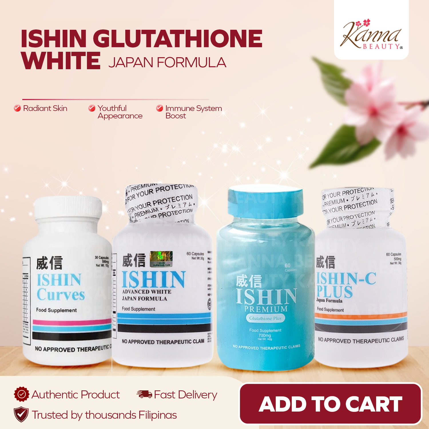 ishin glutathione ISHIN PREMIUM GLUTATHIONE COLLAGEN | whitens and lightens skin, anti-aging,  oral sunblock | 60 caps 700mg per cap | S-Acetyl, Reduced & Free Form  Glutathione | Higher Chance of Absorption main image 1