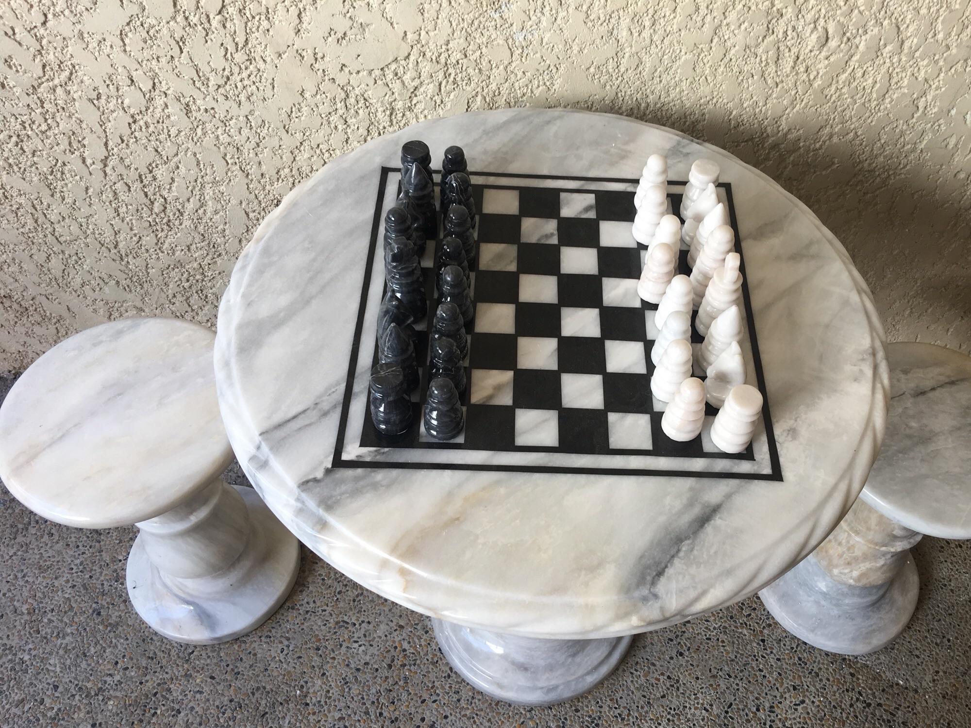 marble chess set with storage