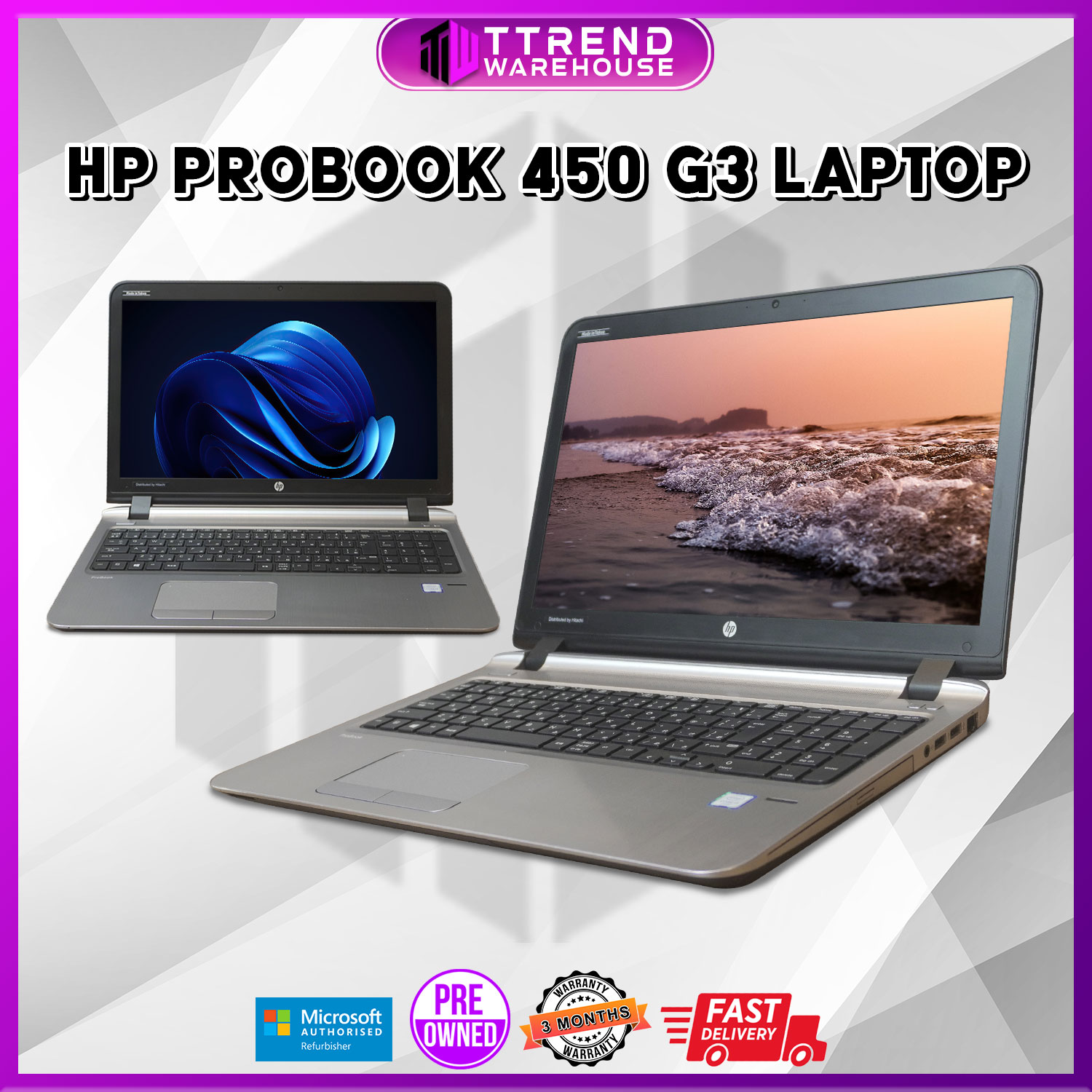 HP PROBOOK 450 G3 LAPTOP | Intel Core i3 6th Gen / 4GB RAM / 120GB
