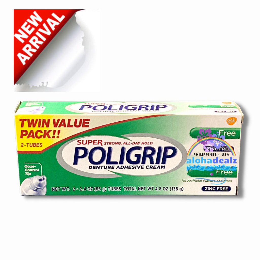 Super Poligrip Original Formula Zinc Free Denture Adhesive Cream, 2.4