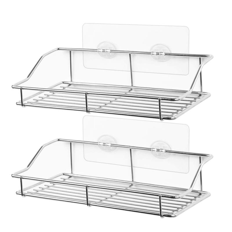 1 Tier 10kg Tested No Drill Wall Mount Shelf Adhesive Bathroom Shower Rack Stainless Steel Spice Shelf Caddy Storage Basket For Toilet /& Kitchen