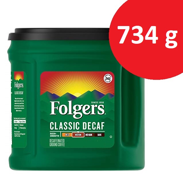 Folgers 2024 Classic Medium Decaf Ground Coffee decaf green 640 g or