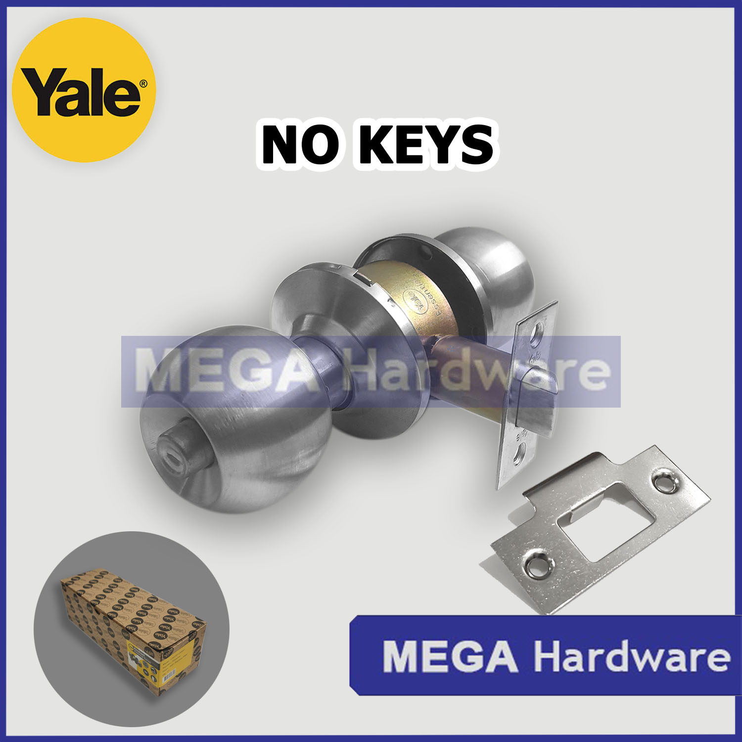 Yale Essential Lockset / Door Knob Satin Stainless (3 Keys or NO keys ...