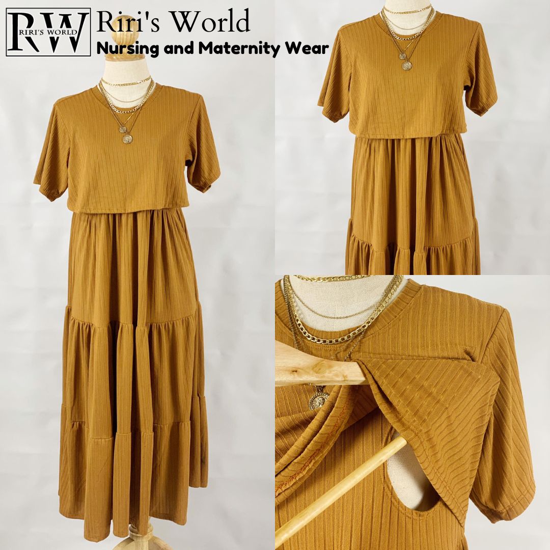 RIRI’SWORLD Girlee Maternity Breastfeeding Maxi Dress Ankle Length
