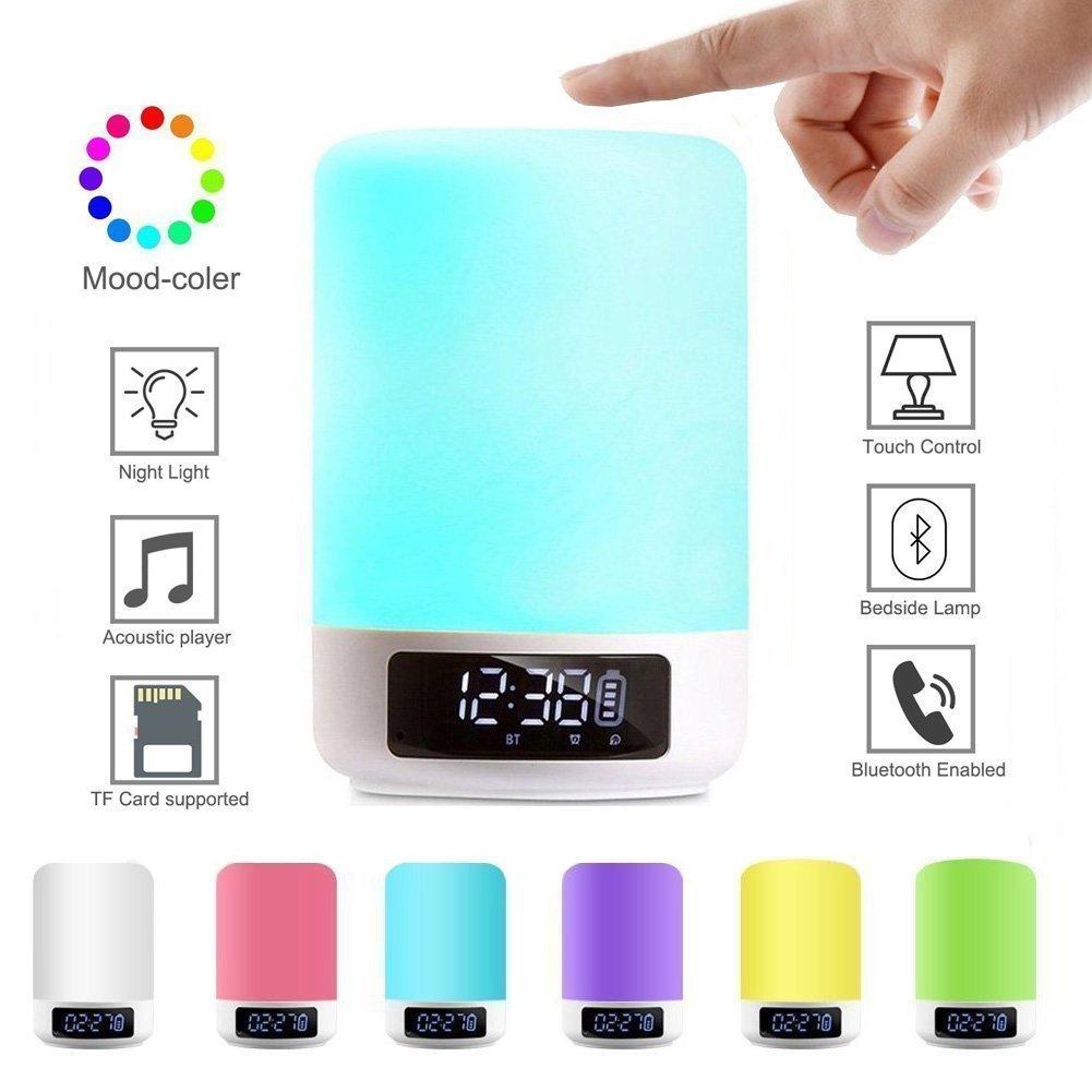 Bluetooth Speaker Lamp Color Changing Lamp Bedside Lamp Touch Control Lamp RGB & LED Kids Night Light Mode, Music Mood Light Table Lamp,TF Card Music Play, Sleep Mode