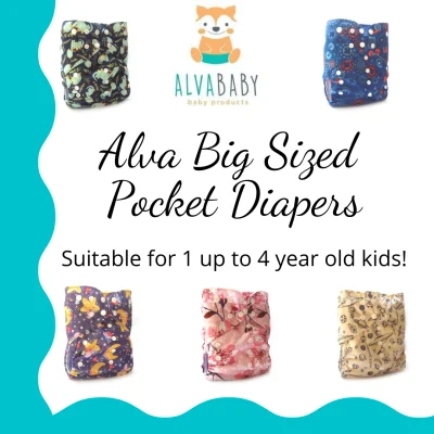 Alva XL Alva Big Size Pocket Type Cloth Diaper With 4-Layer Big Microfiber Insert