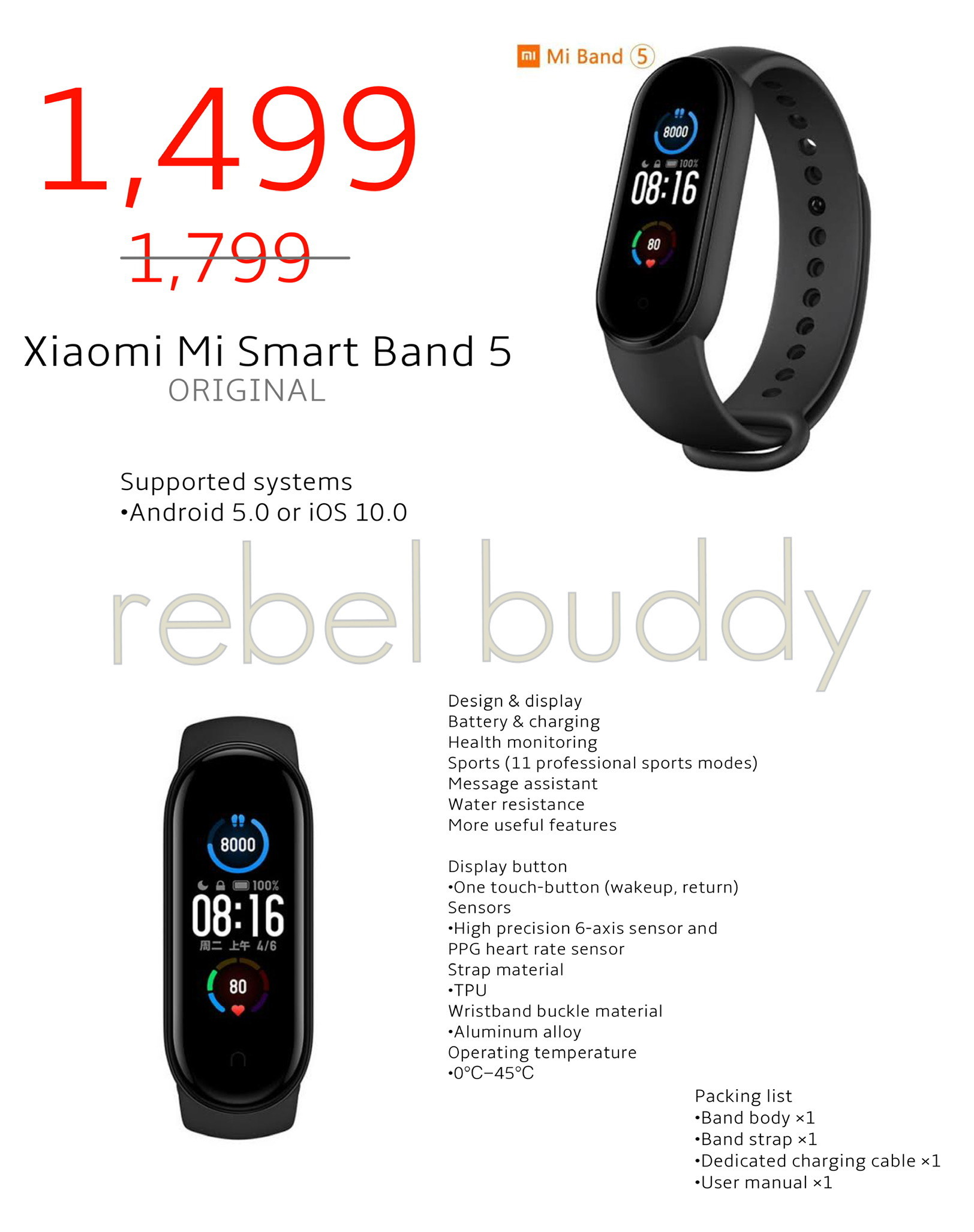 Xiaomi Mi Smart Band Global version (Original) Lazada PH