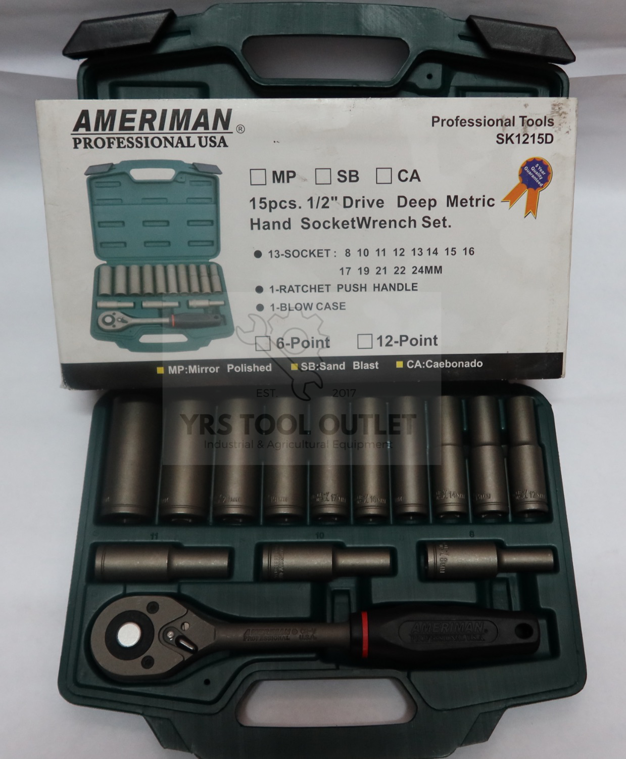 Ameriman 1/2" Drive Deep Metric Hand Socket Wrench 15PCS/SET Lazada PH