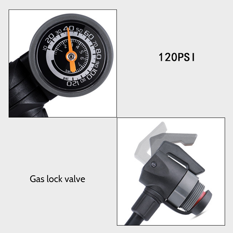 GIYO 120Psi Bicycle Pump Presta Schrader 2 in 1 Valve Floor Standing
