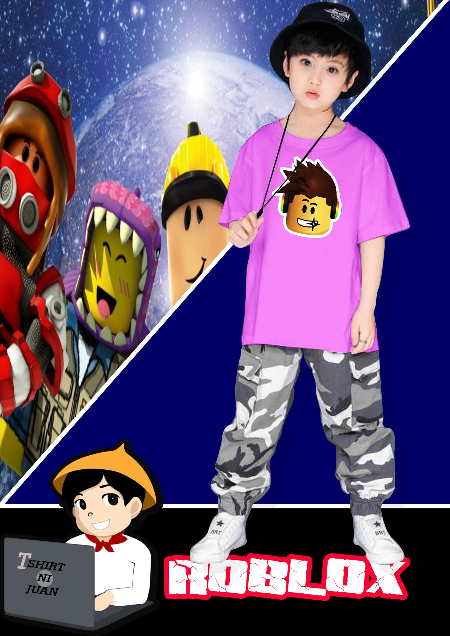 Roblox Head T-Shirt - Cool - Children - Cartoon -  - Chad