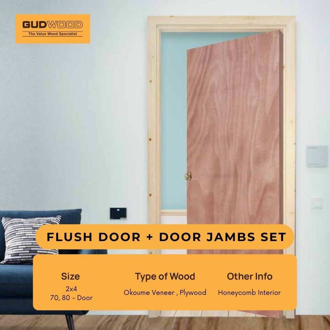 Matimco Gudwood Flush Door + Door Jambs Set (Hamba ng Pinto) Ready to Install, Affordable