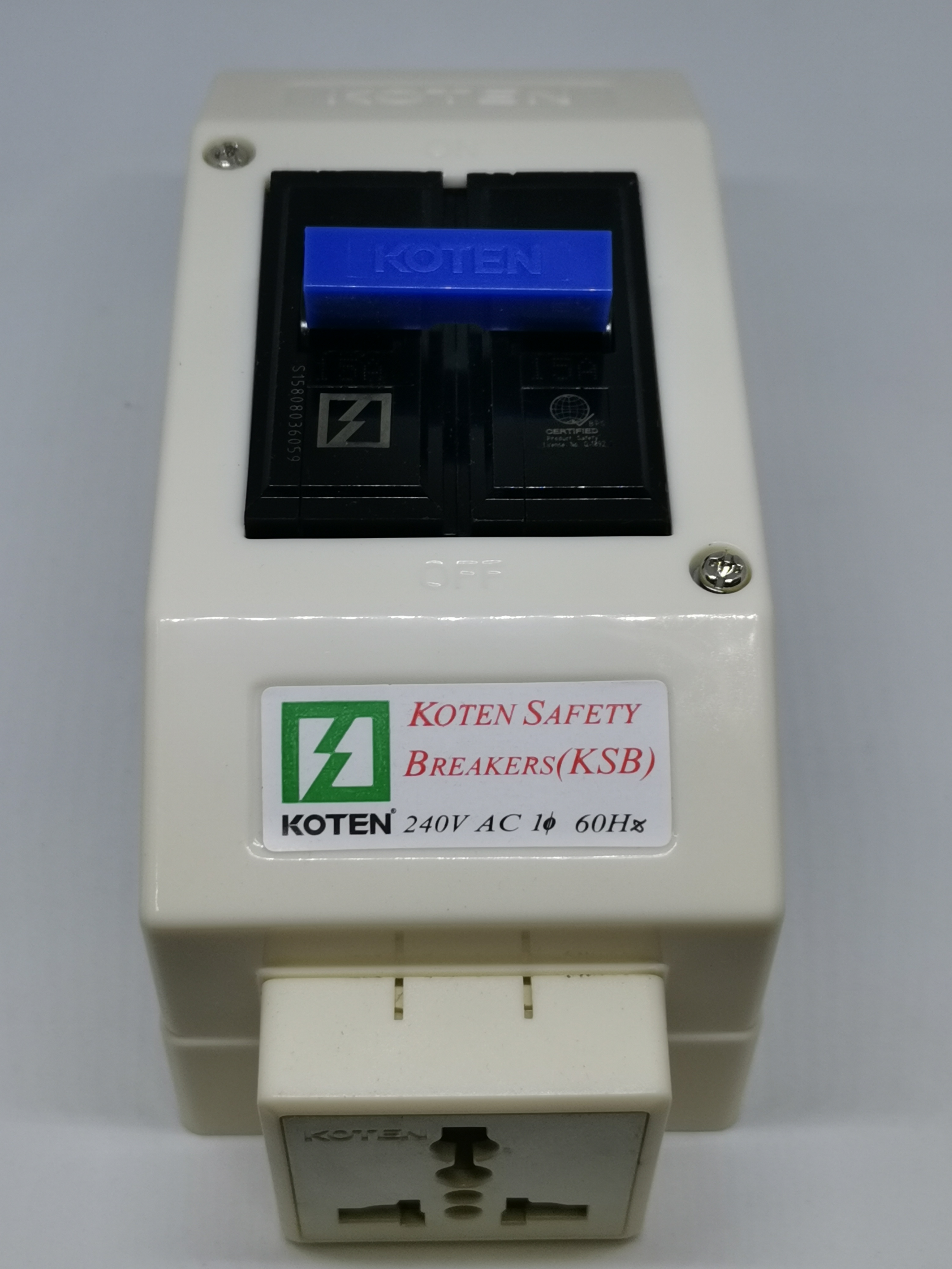 15A Circuit Breaker with Enclosure and Outlet 2 Pole Single Phase