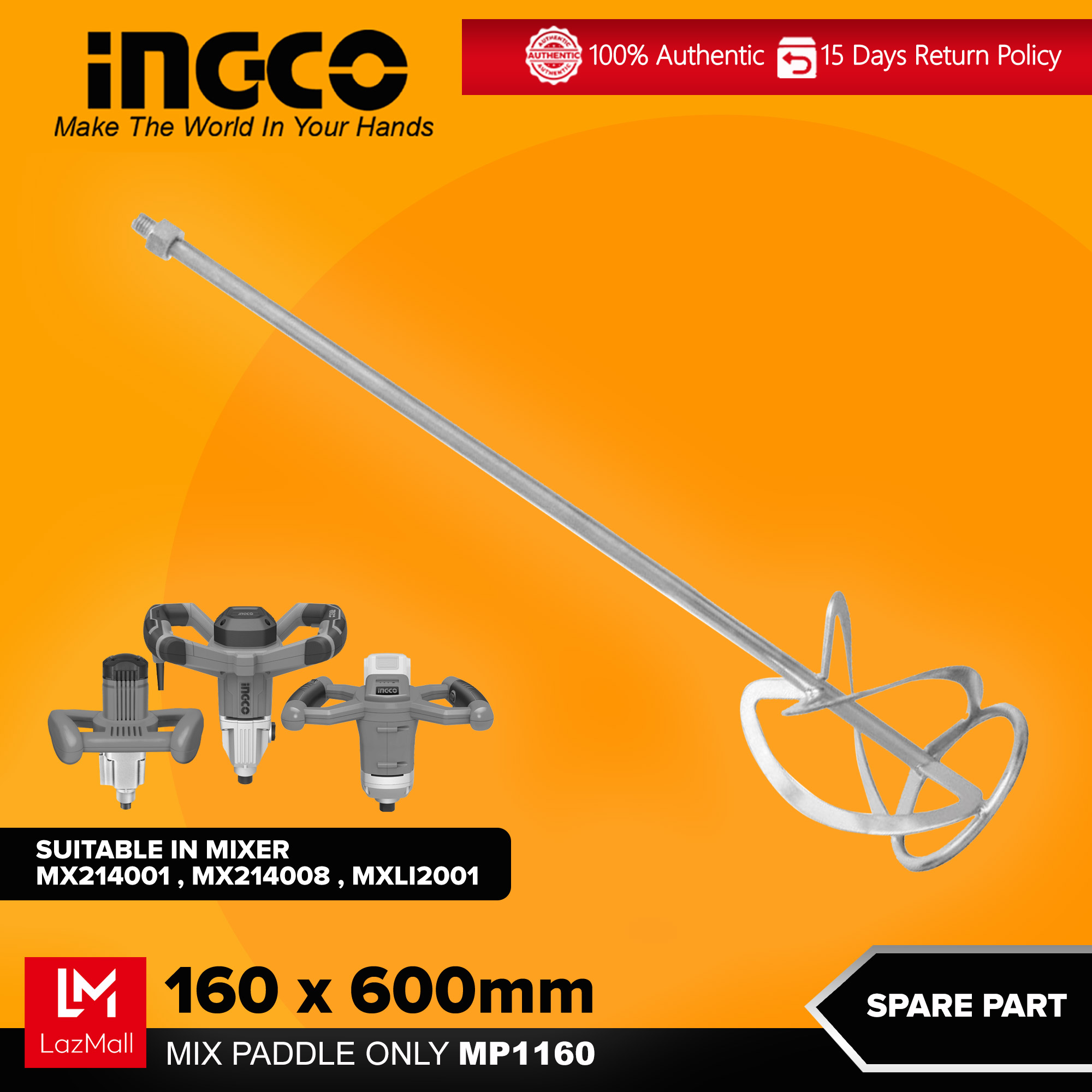INGCO Stirring Mixing Rod Mixer Mix Paddle Only 160mm MP1160 Compatible