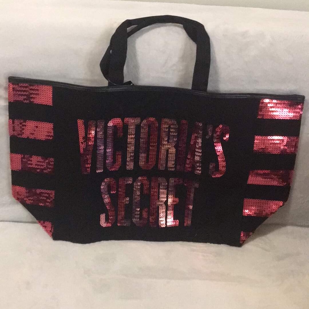 Original Victoria's Secret Tote Bag Beaded Sequence Design 19 x