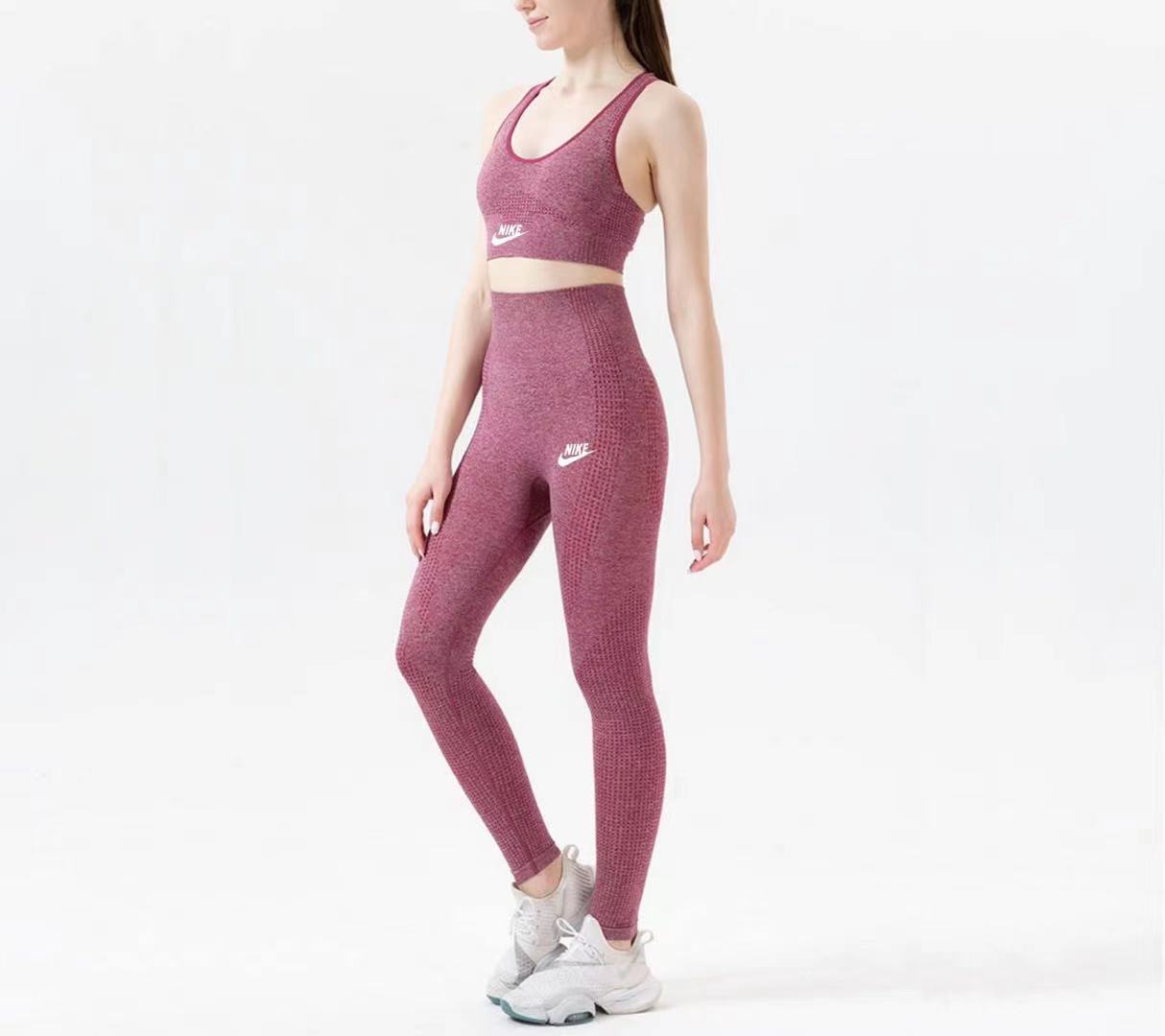 N Women little dot Sports bra and high waist pants jacquard Seamless  fitness Yoga bra and leggings Suit