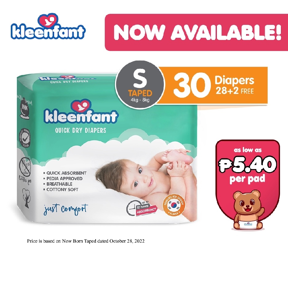 [Hot sales] Kleenfant Diaper for Baby Taped Small Pack of 1 30 pad