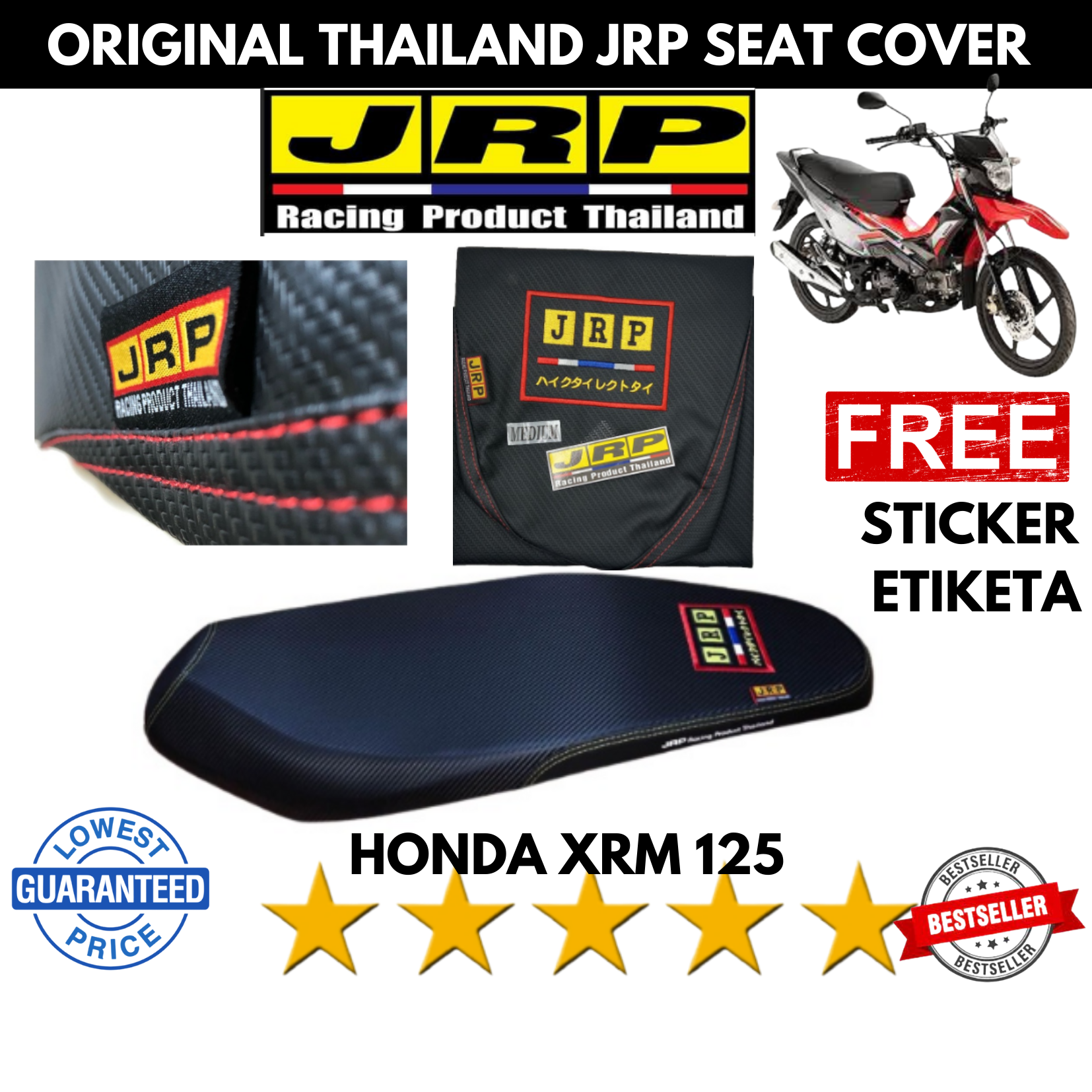 ORIGINAL HONDA XRM DRY CARBON Thai Seat Cover JRP Seat Cover JRP FREE