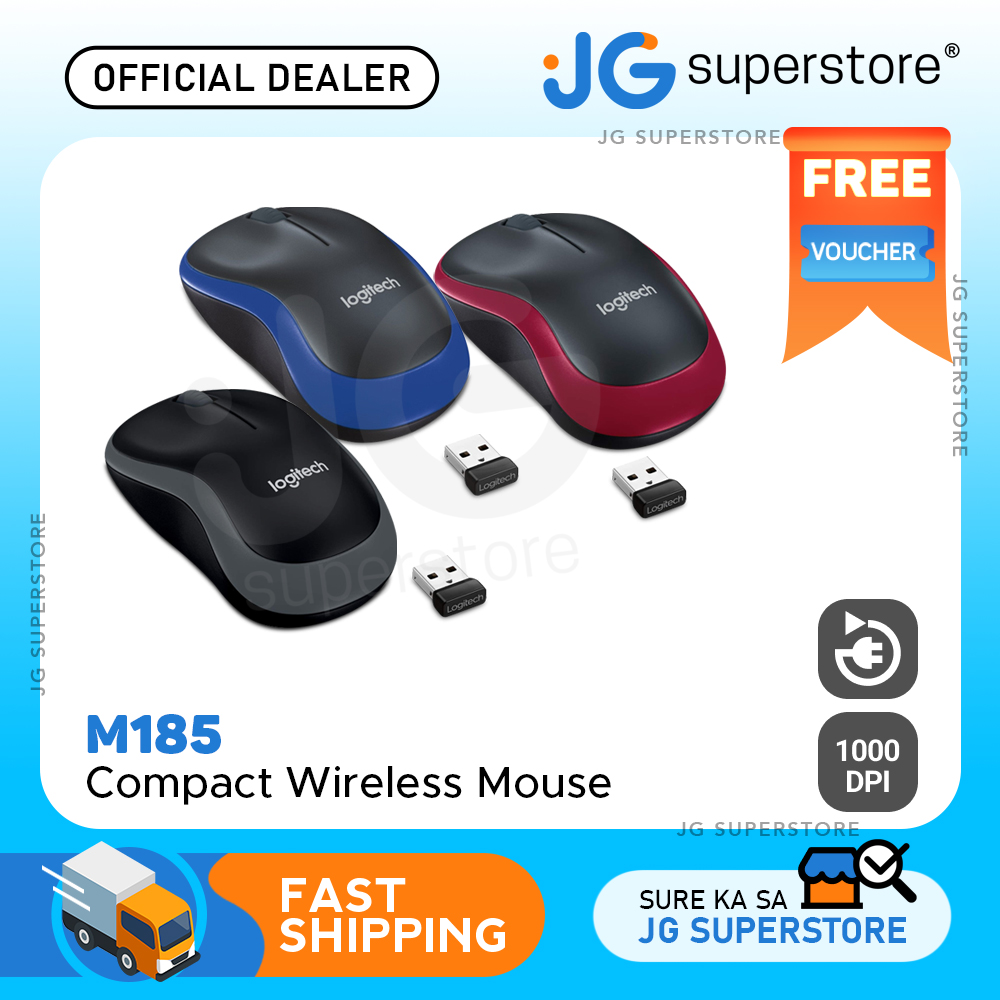 Formuler yderligere Stor Logitech M185 2.4GHz Wireless USB Optical Mouse with 1000 DPI, Nano  Receiver, 12 Months Battery Life, and Power Switch (Blue, Red, Black) | JG  Superstore | Lazada PH