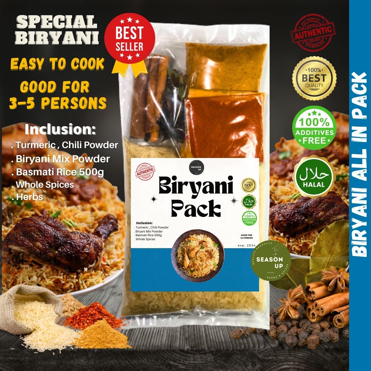 Biryani Rice Complete Pack: Complete Spices + 500g Basmati Rice Good ...