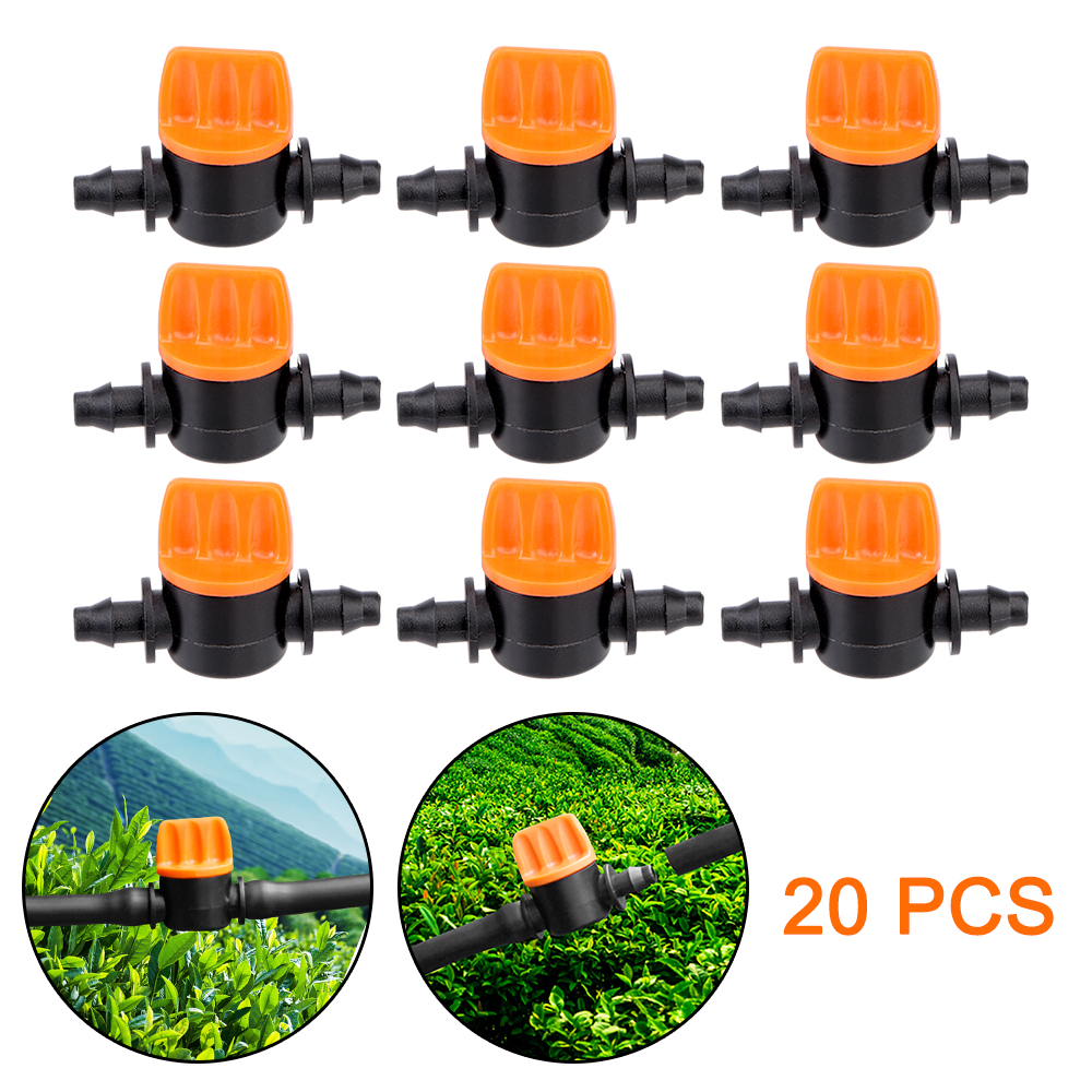 20pcs Watering System Fittings Hose Water Valve Barbed Adapter 4/7mm