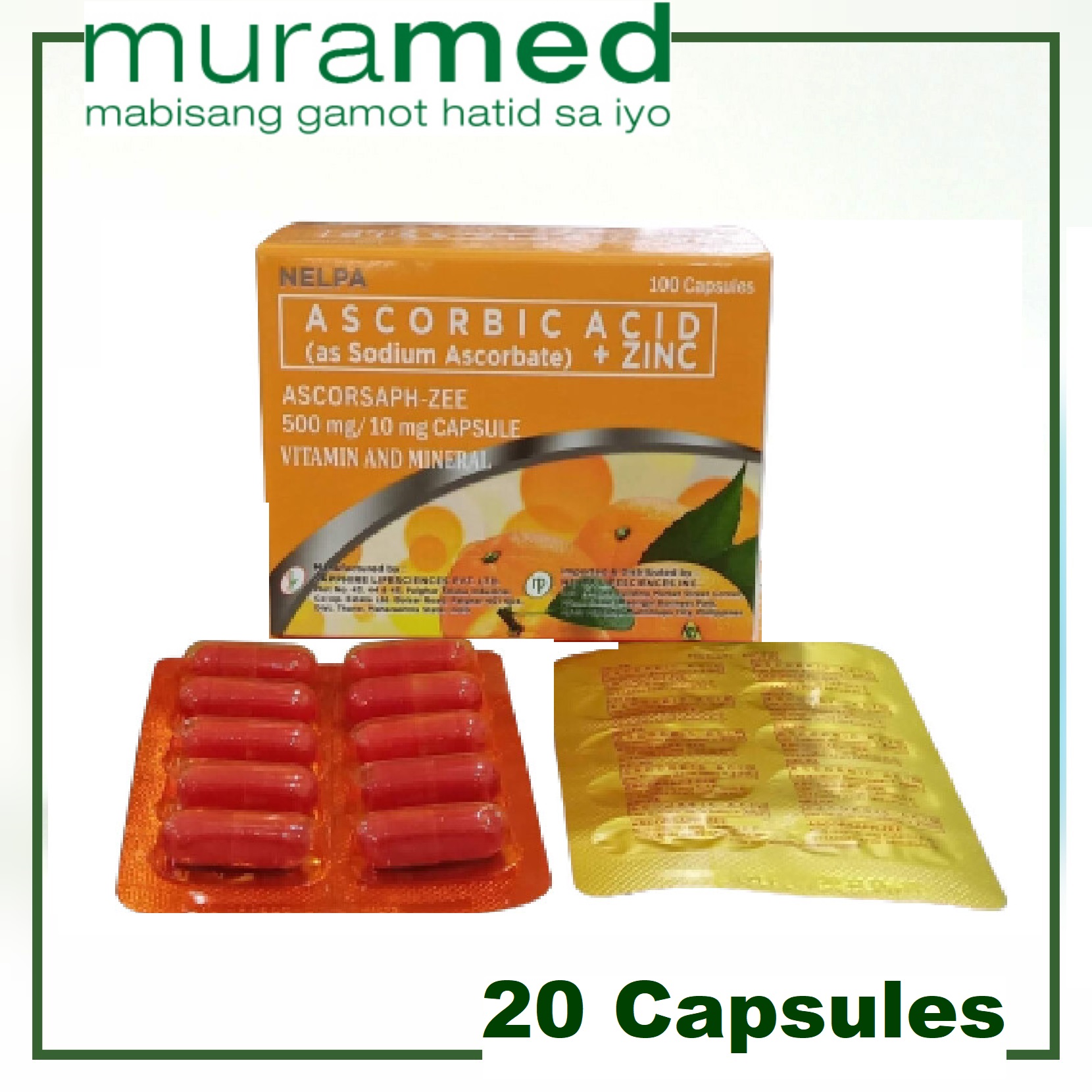 AscorsaphZee Vitamin C Sodium ascorbate + Zinc Capsule 20's Lazada PH