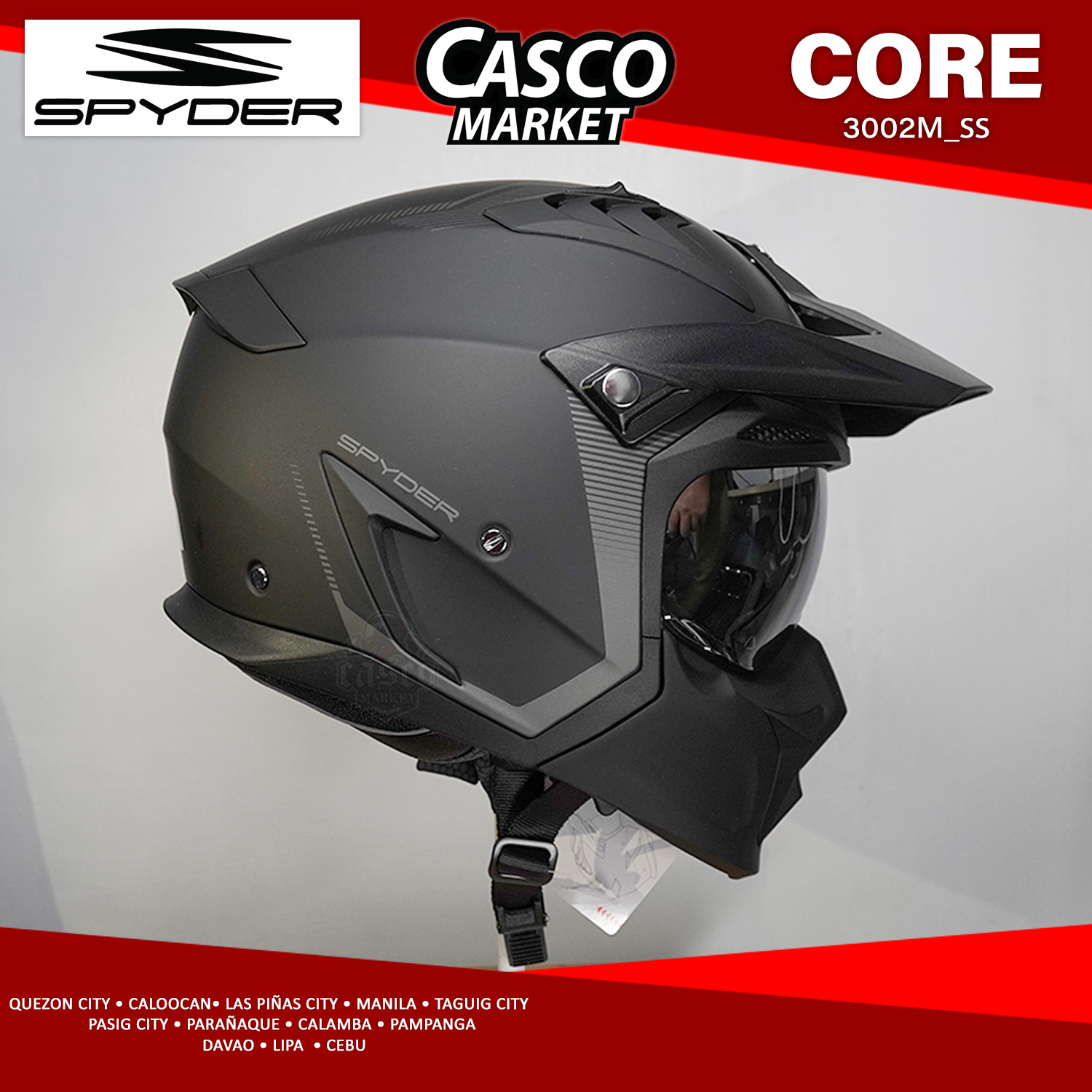 SPYDER CORE P PLAIN COLOR FULL FACE TO OPEN FACE MOTORCYCLE HELMET