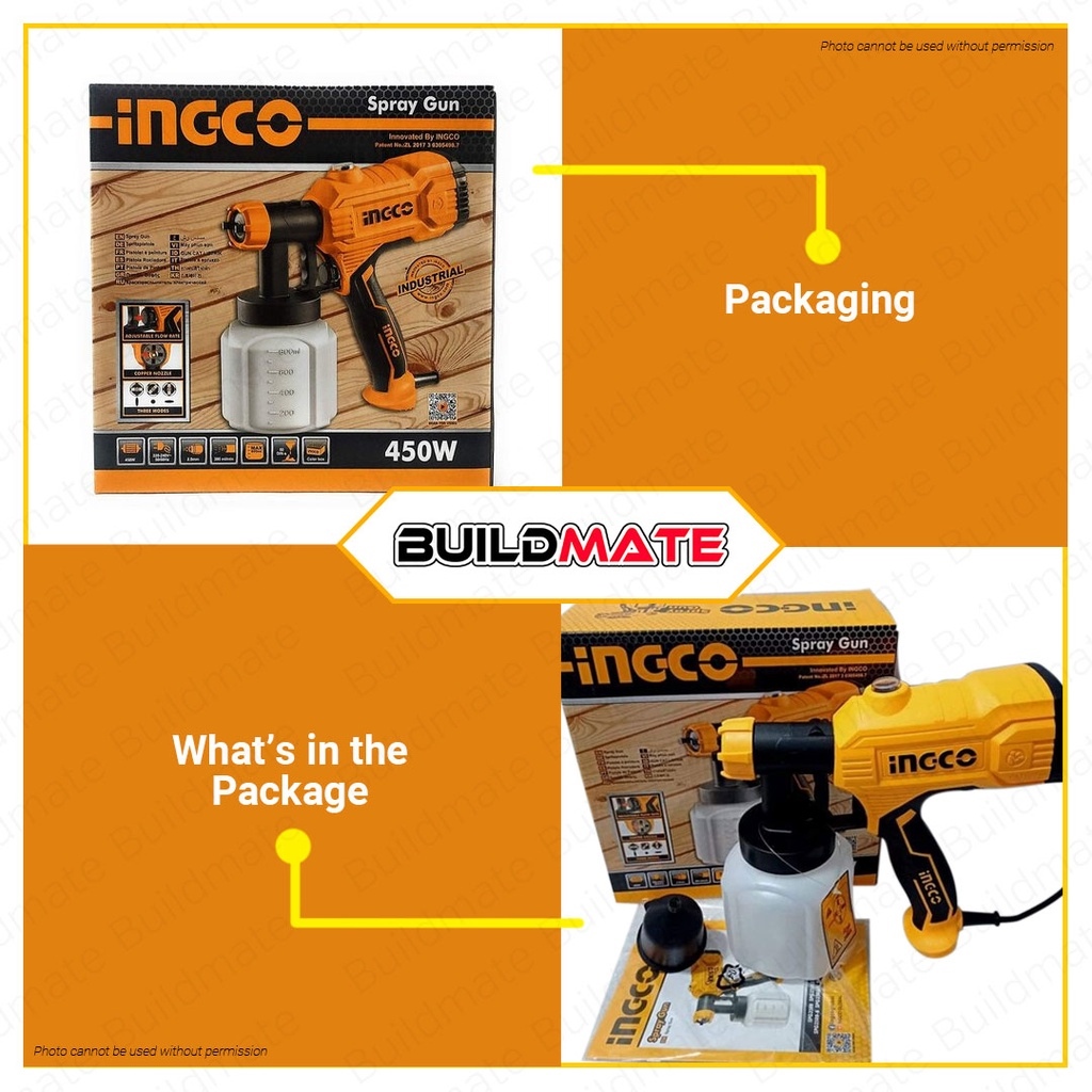 BUILDMATE Ingco HVLP Electric Paint Zoom Spray Gun Sprayer Disinfectant