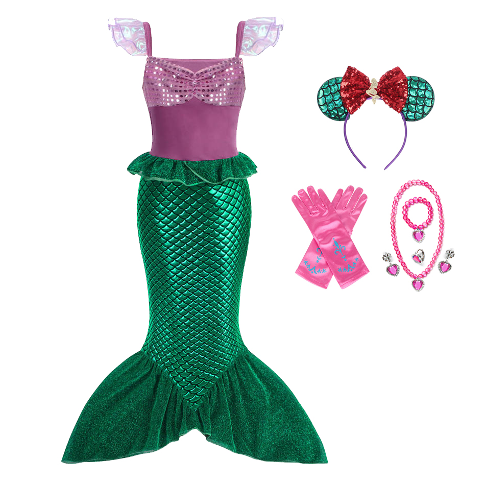 Girls Little Mermaid Ariel Princess Dress Cosplay Costumes For Kids Baby Girl Mermaid Dress