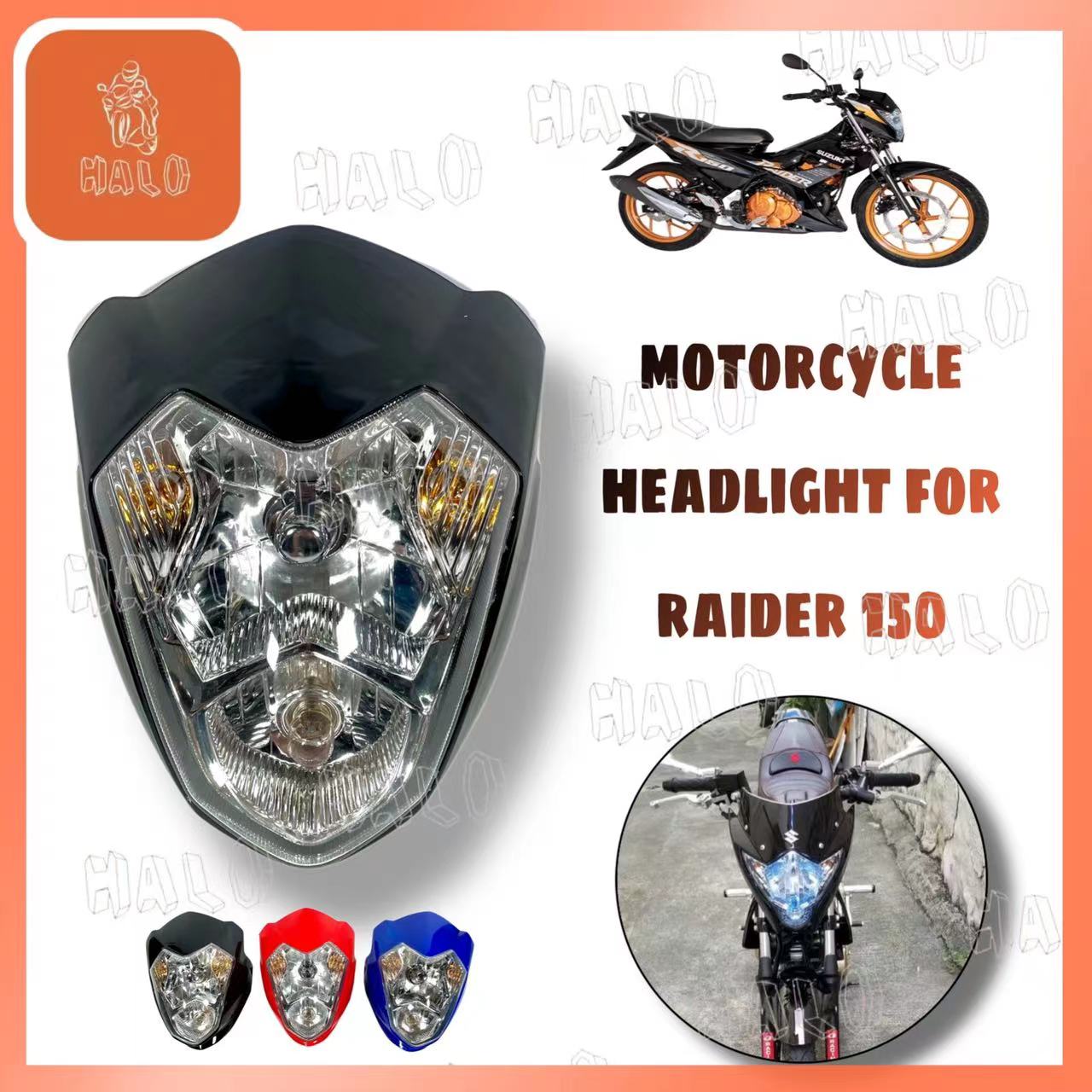 HALO MOTOR] MOTORCYCLE HEADLIGHT Assembly RAIDER 150 NEW (REBORN