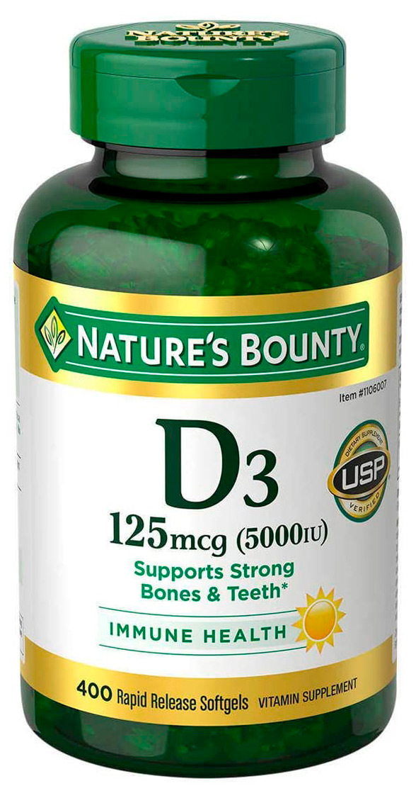 Nature's Bounty Vitamin D3 125 mcg 5000 IU 400 Softgels | Lazada PH