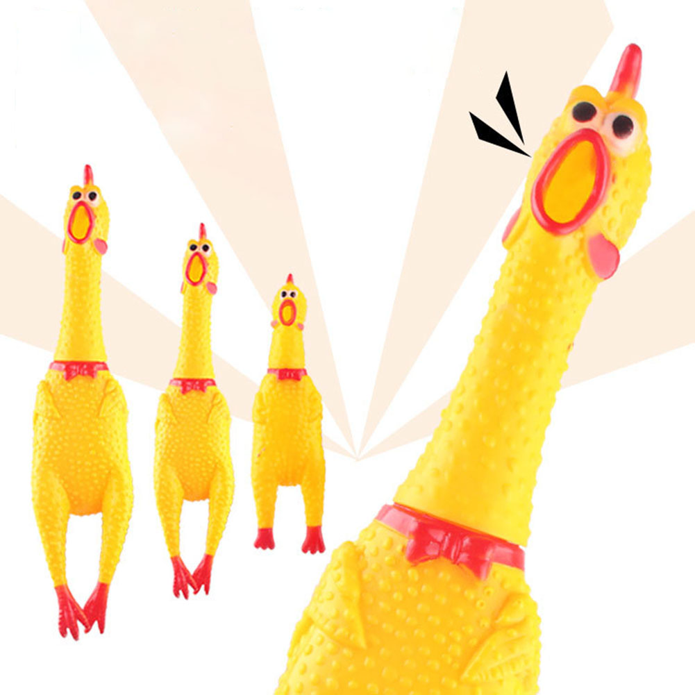 Screaming Chicken Funny Chick Tip Squeeze Toy Yellow Rubber Chicken ...