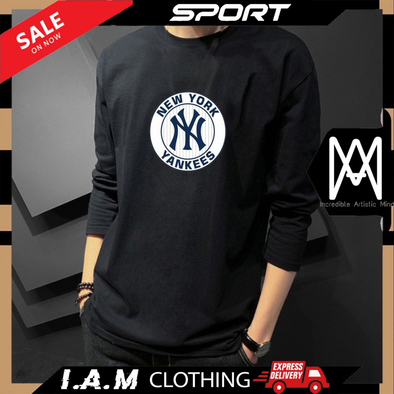 IAM Clothing} Longsleeves Round Neck Classic NEW YORK YANKEES for Men and  Women Good quality Thick Makapal Cotton - Long sleeve shirt outfit Unisex