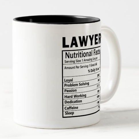 Wampumtuk Lawyer Attorney Nutritional Facts Funny Coffee Mug 11 Ounces Inspirational And Motivational 