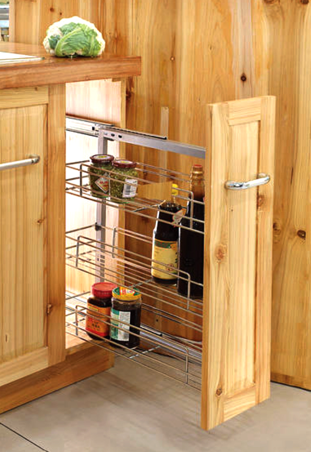 3 layer Stainless Pull out Condiments rack with adjustable frame