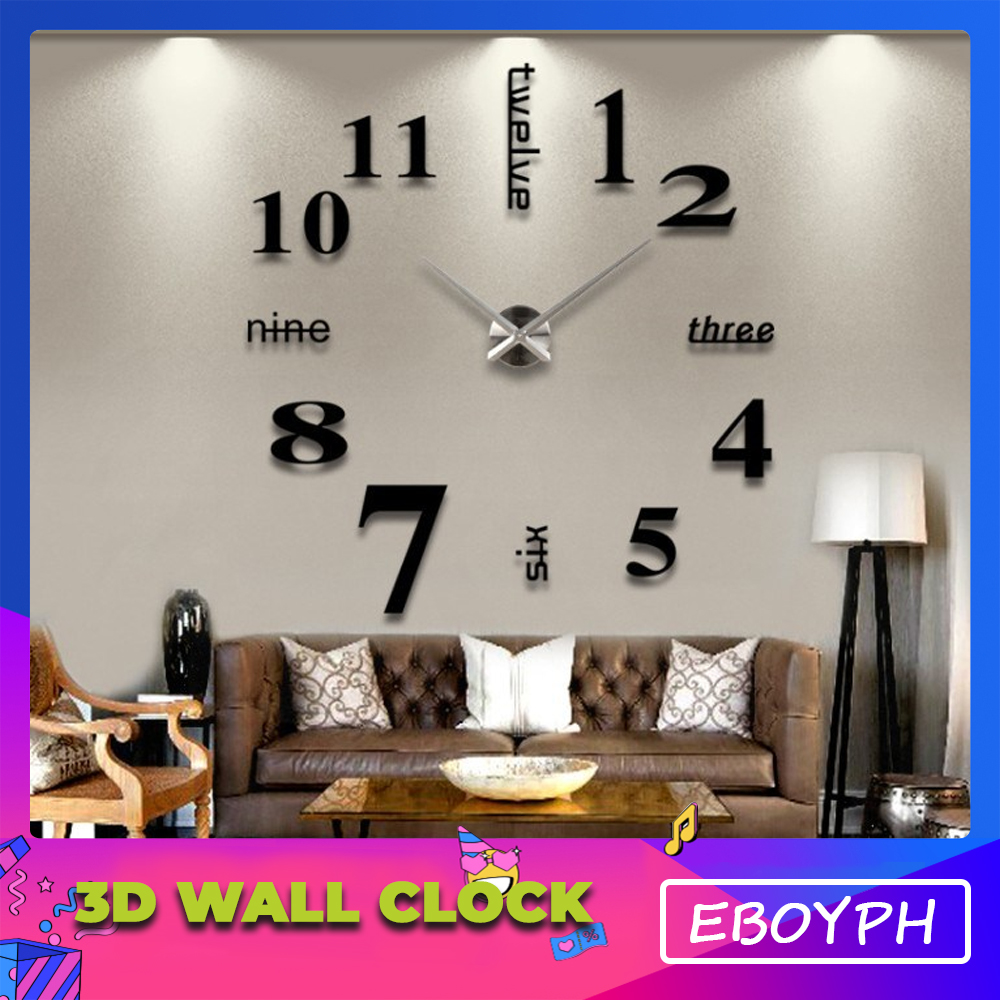 Mp6)Creative Fun Bedroom Mute Wall Clock Acrylic Decorative Mirror Wall  Clock | Fruugo UK