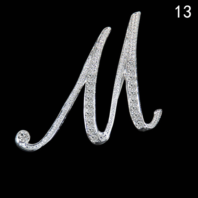 1PC Crystal Pins Charm Brooch 26 Letters Accessories Rhinestone Clothing Temperament