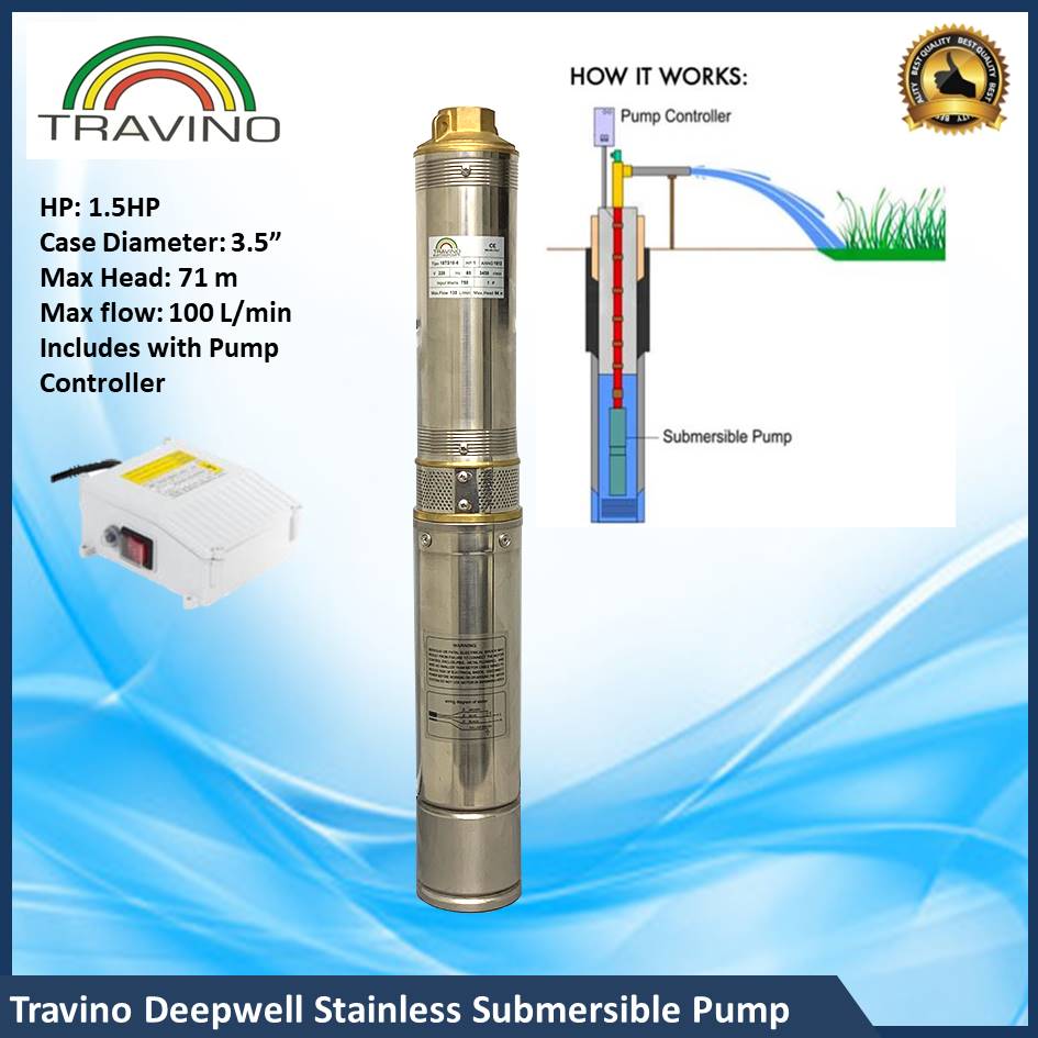 TRAVINO Deepwell Stainless Submersible Pump 1.5HP PVC or GI 4