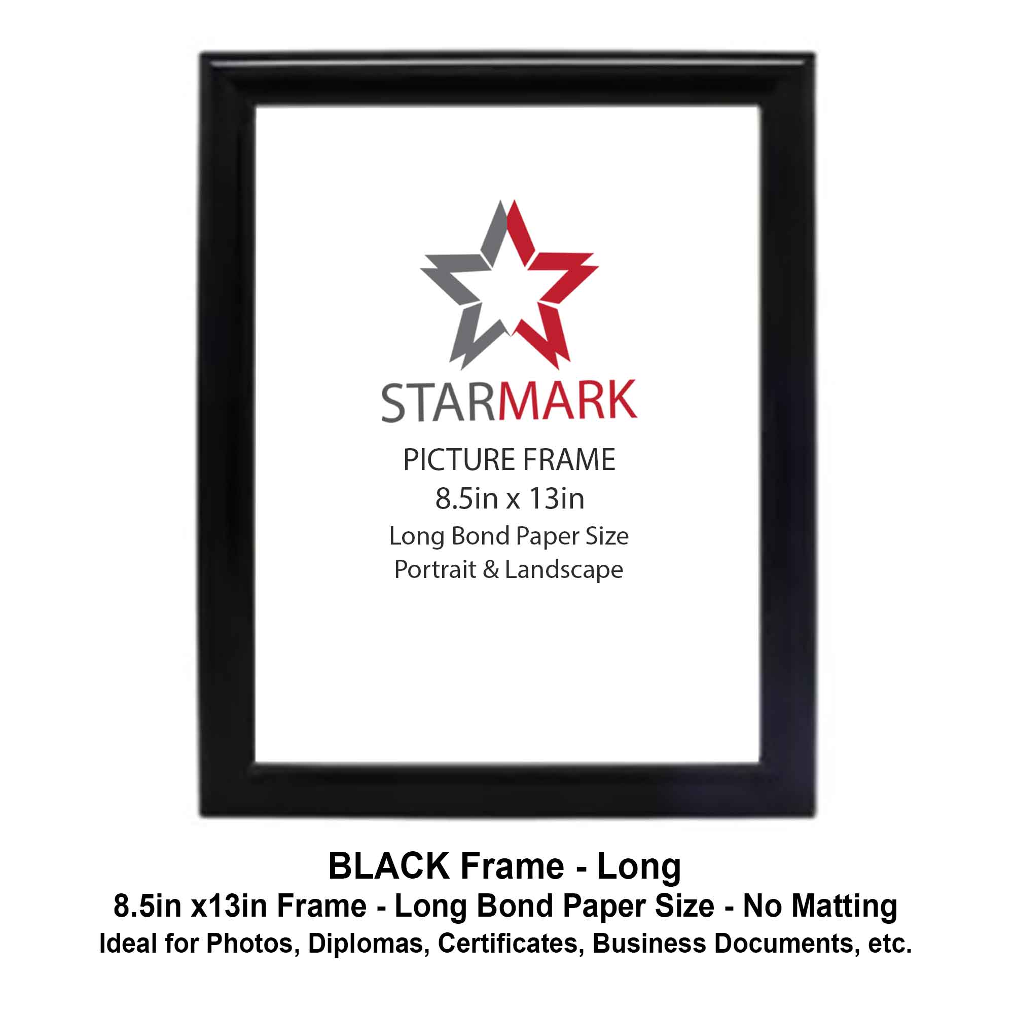 Starmark Picture Frame Frames 8.5x13 inches No Matting 8.5in x13in, 8.5