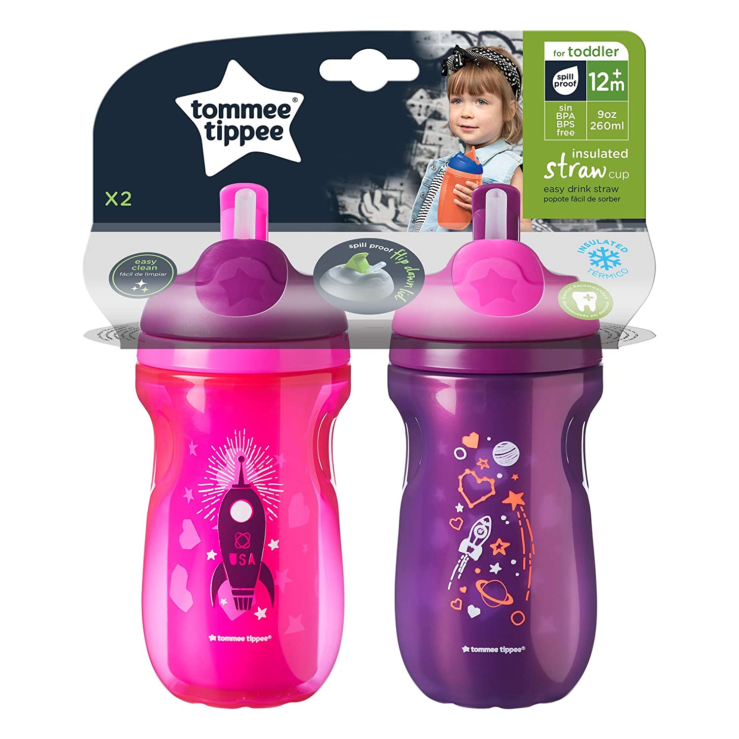 Tommee Tippee Insulated Toddler Straw Sippy Cup Tumbler 12 Months