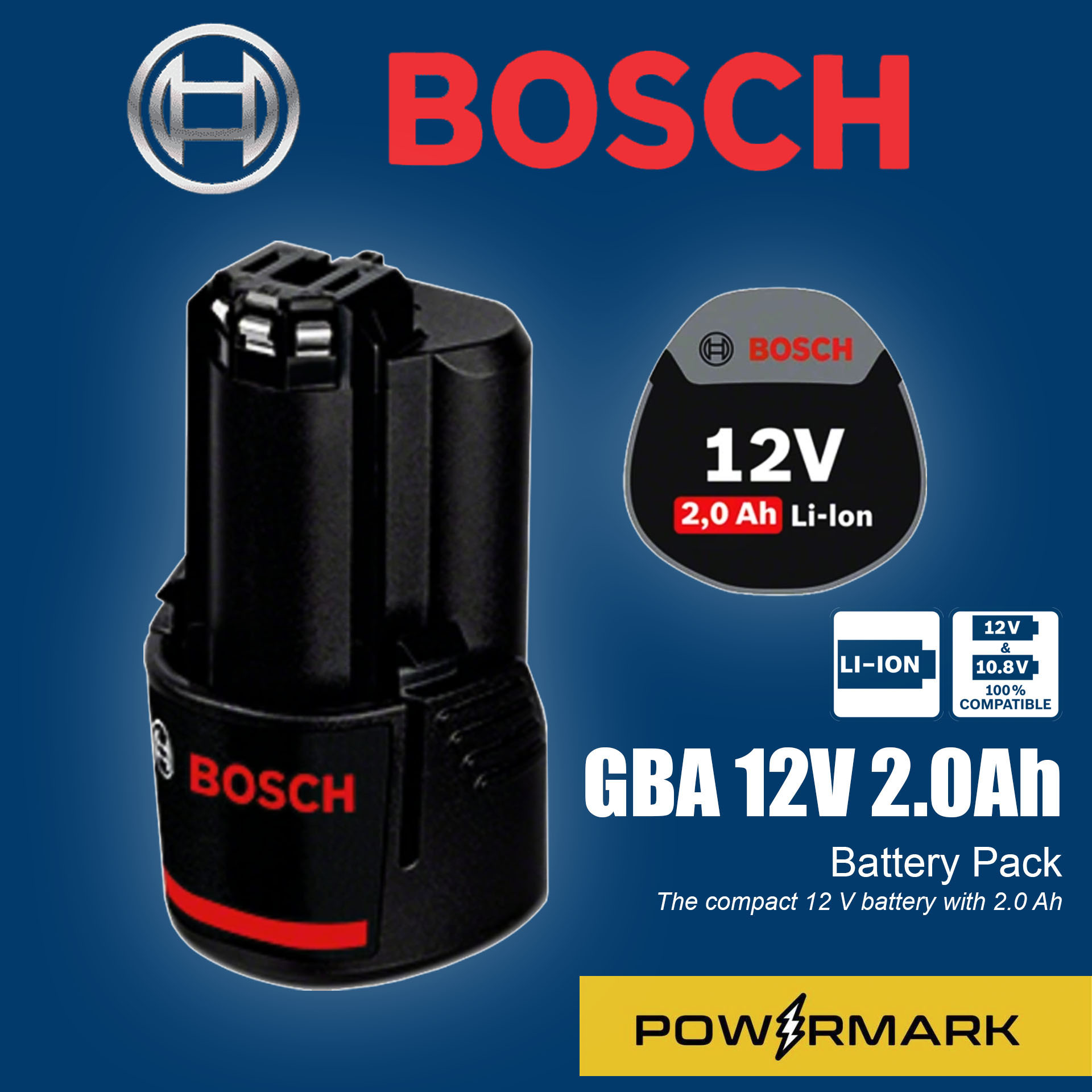 BOSCH GBA 12V 2.0Ah O-B Lithium Ion Battery Pack [POWERMARK