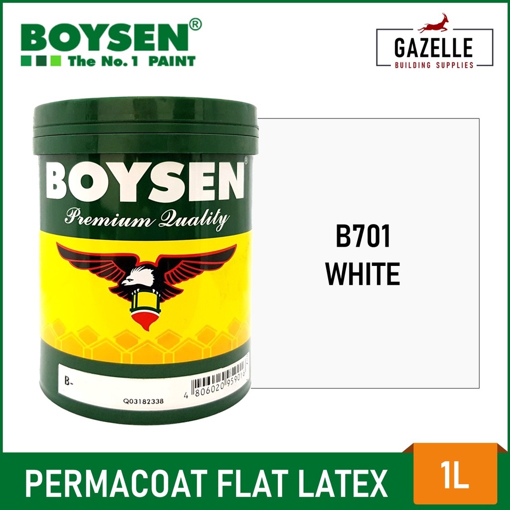 Original Boysen Permacoat Flat Latex (White) 1L (For Concrete Stone