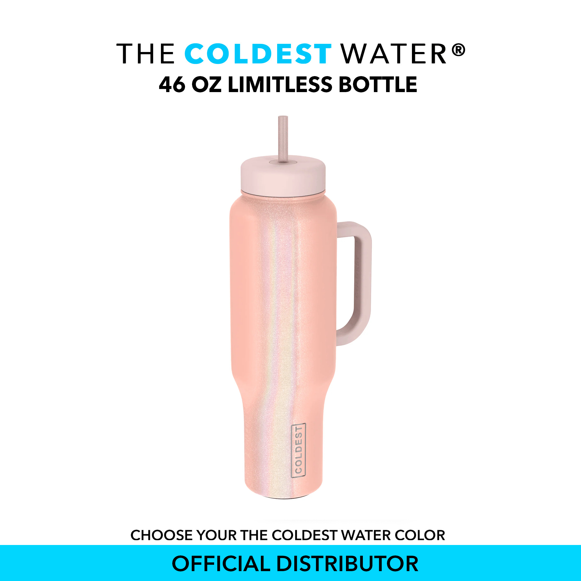 Coldest Limitless Bottle - Water Bottle with Handle and 3 Lids Black Leopard / 46oz