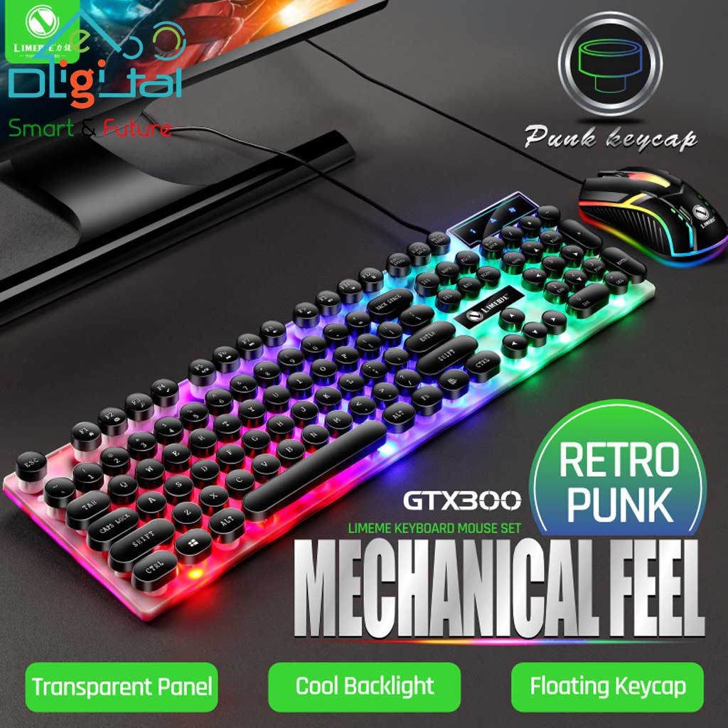 Limeide GTX300 Punk Gaming Keyboard and Mouse Set LED Backlight with Ergonomic Mechanical Gaming