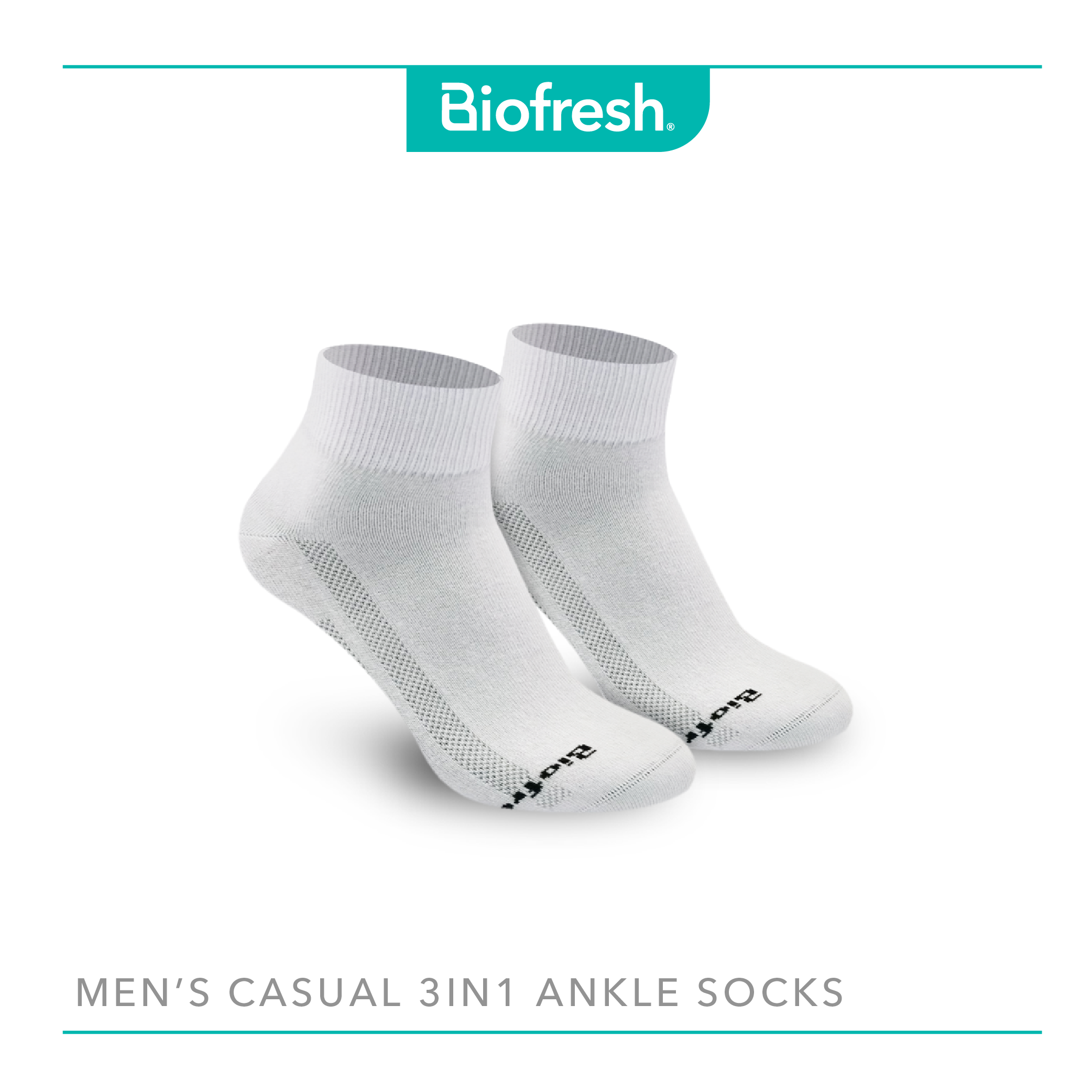 Biofresh RMCKG11 Men's Antimicrobial Odor Free Cotton Ankle Lite